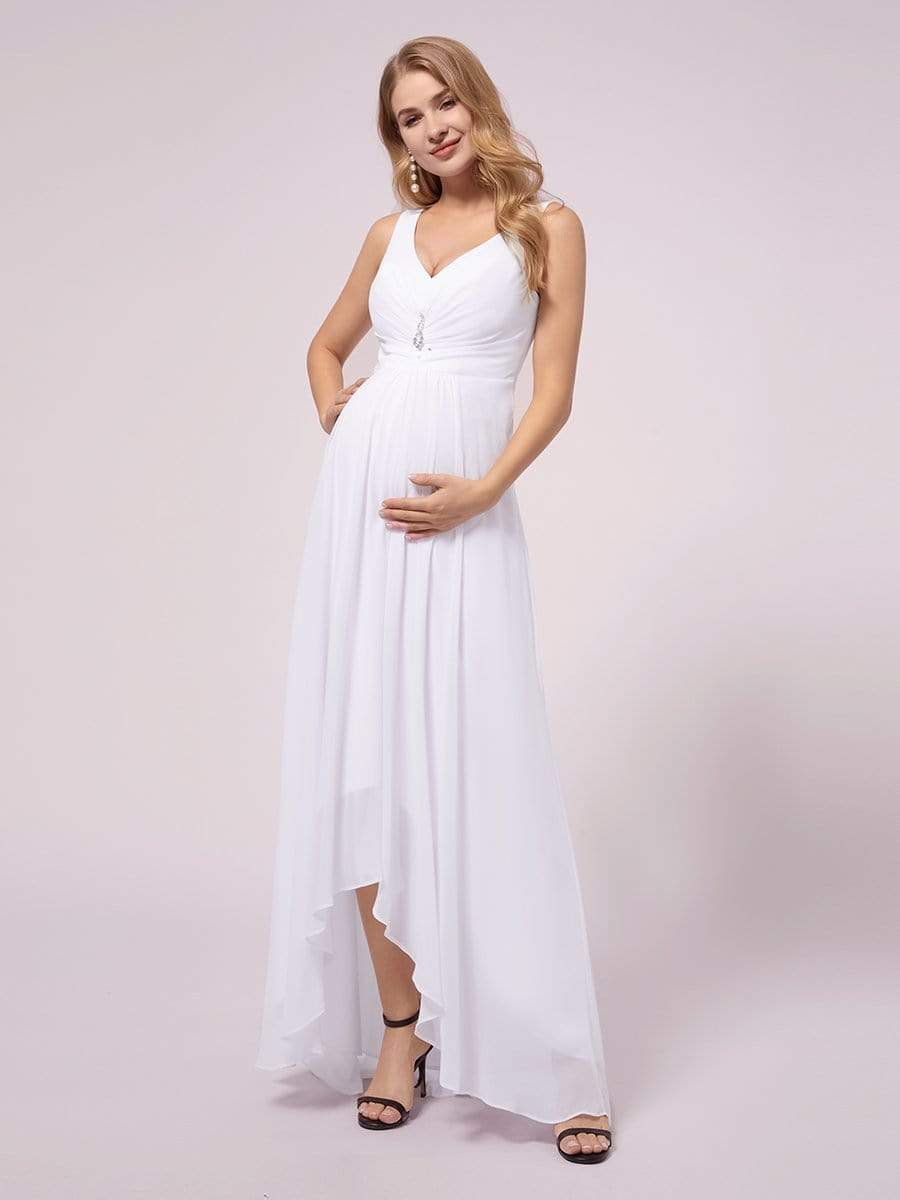 Double V-neck Asymmetrical Simple Maternity Dress