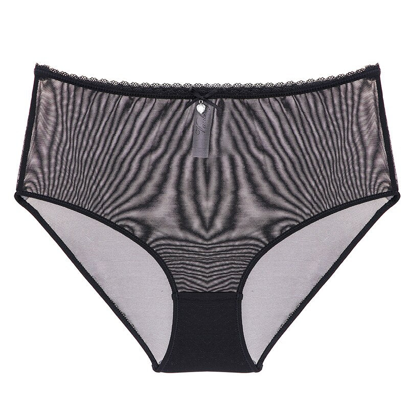 sexy high-waist panties transparent underwear unlined breathable yarn see-through bra set