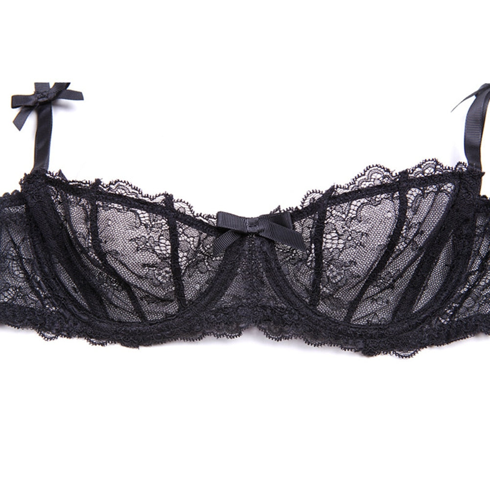 sexy lace 5 pcs bras+garters+panties+thongs+stockings underwear black/pink /white bra set