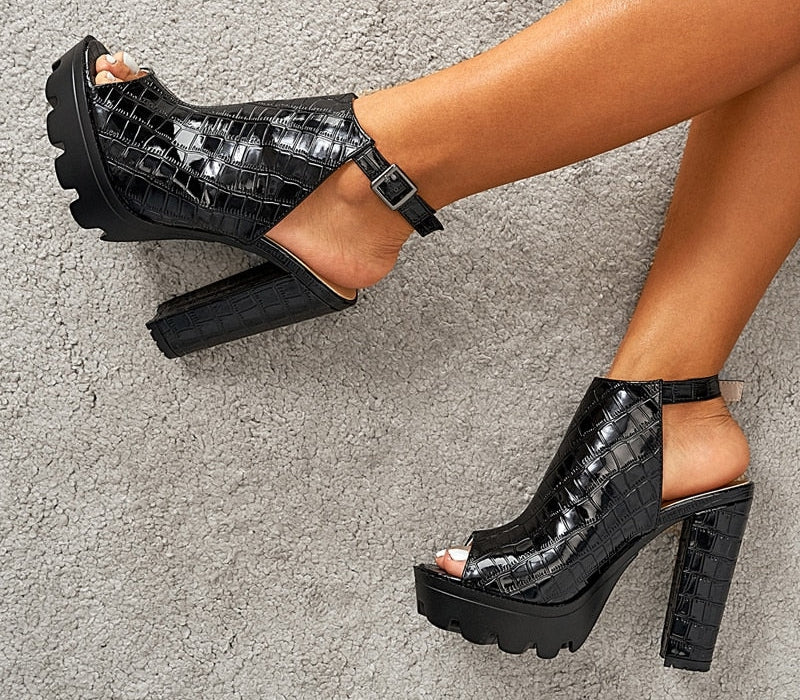 Ankle Strap Chunky Heels