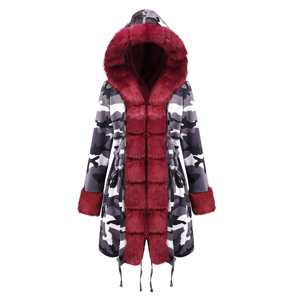 Faux Fur Camo Winter Coat