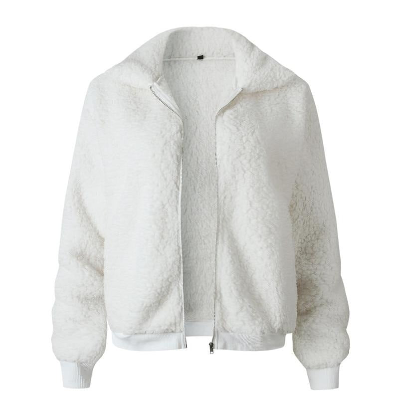 Solild Plush Faux Shearling Coat Jacket