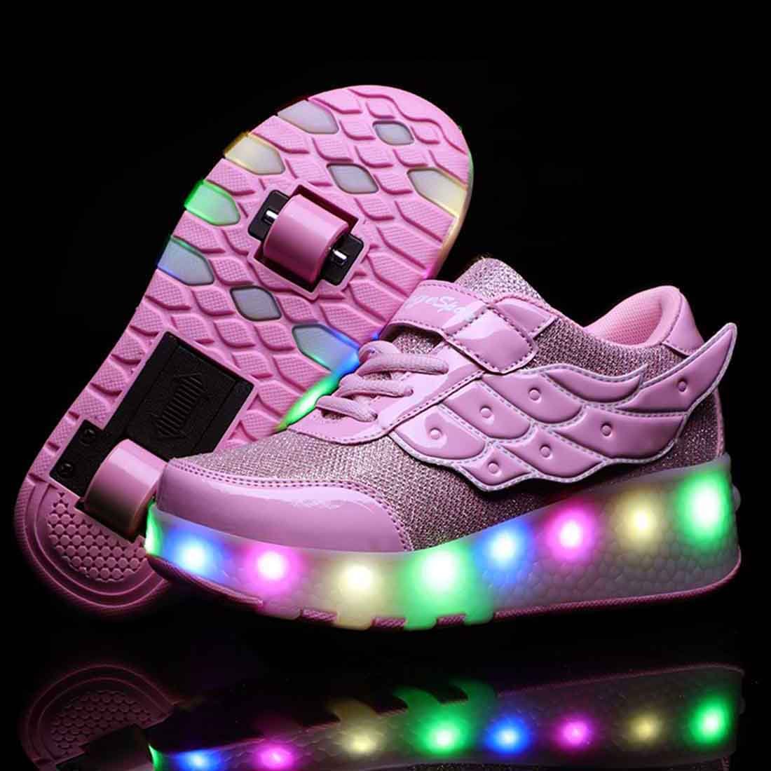 Outlet26 7 Colors LED Rechargeable Roller Sport Sneaker - kids Silver