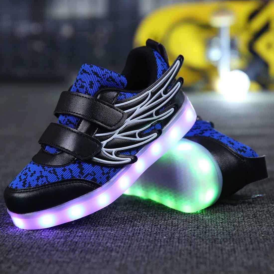 Outlet26 7 Colors LED Shoes Flashing Rechargeable Sneakers - kids Blue