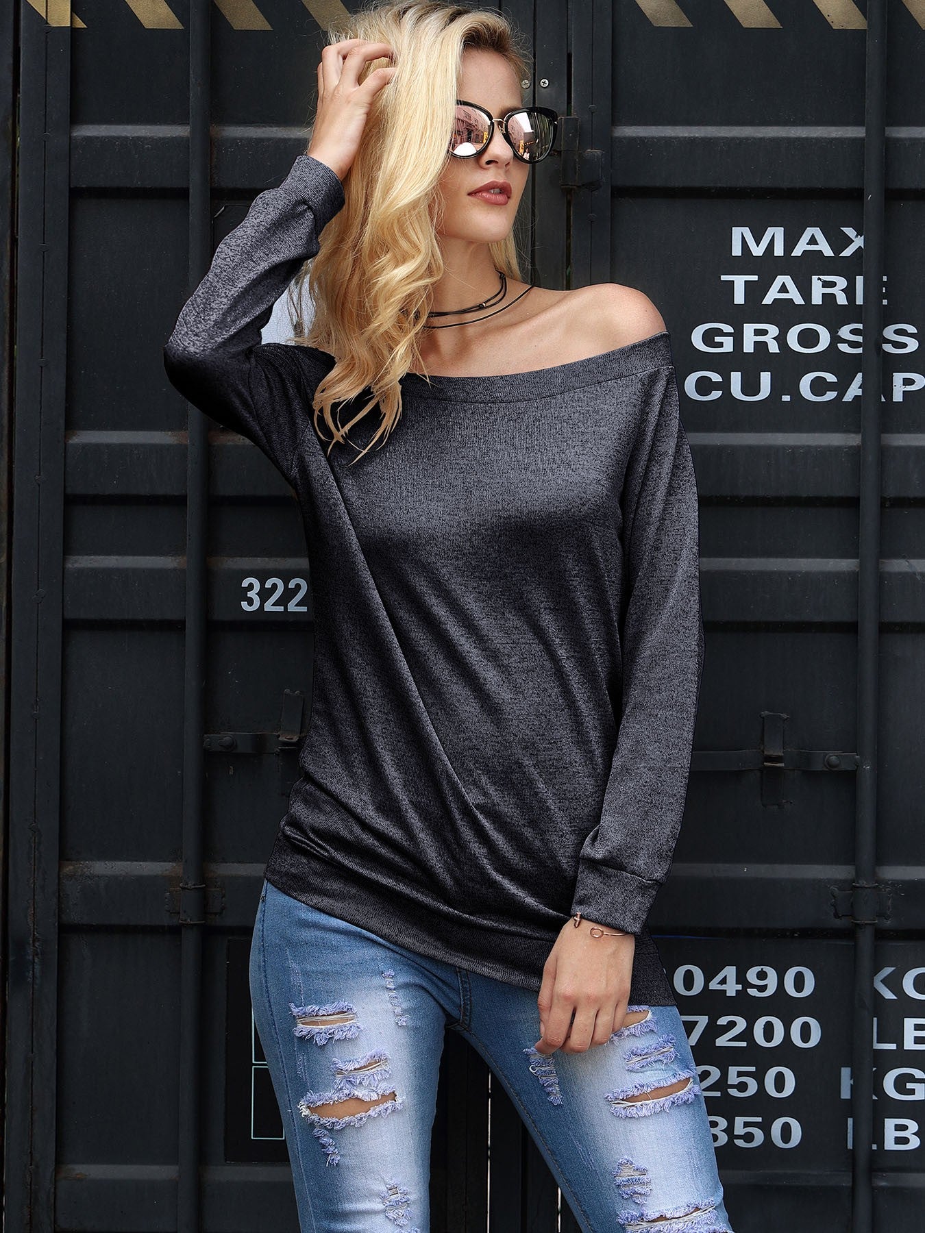 Fashion Off Shoulder Long Sleeve Casual Top