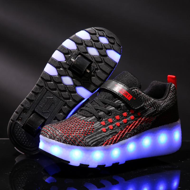 LED Skate Sneakers Retractable Wheels - kids