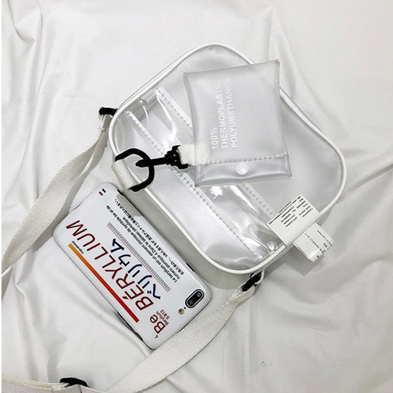 PVC Transparent Clear Crossbody Jelly Small Phone Bags with Card Holder Wide Straps Flap
