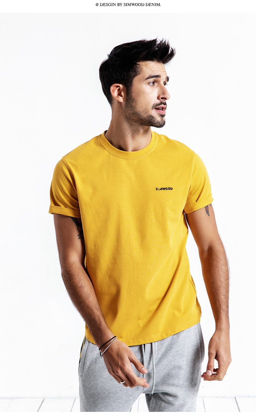 T-Shirt Men 100% Cotton Embroidered Casual t shirt Basics O-neck High