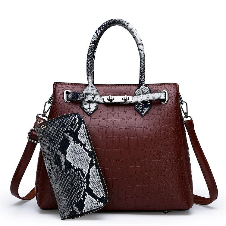 Luxury high quality classic crocodile pattern large capacity handbag