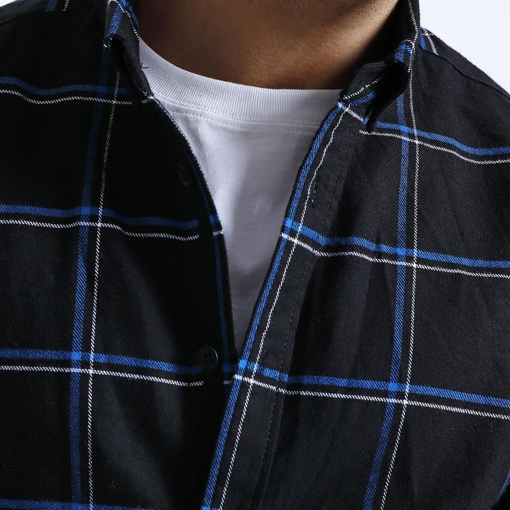 Casual Shirts Men 100% Pure Cotton Long Sleeve Plaid Shirts