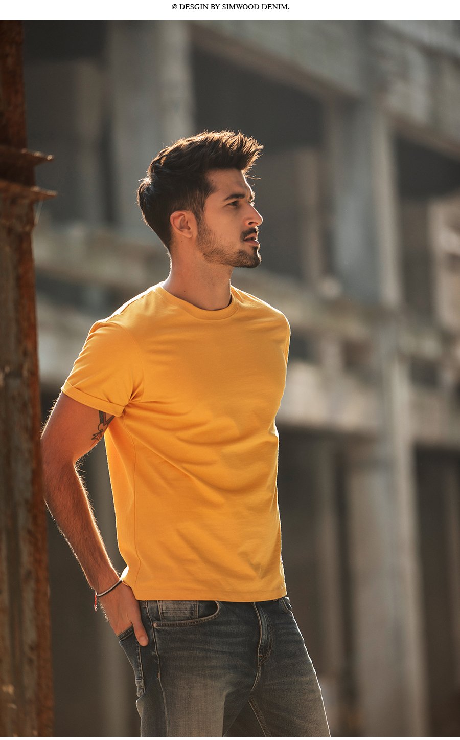 T-Shirt Men 100% Cotton Solid Color Basics O-neck.