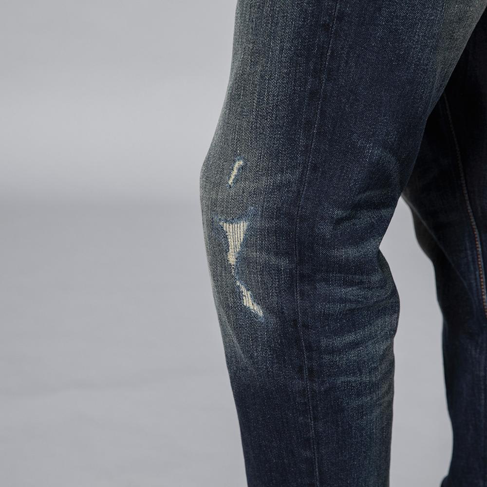 Ripped jeans men hole denim male slim fit jean