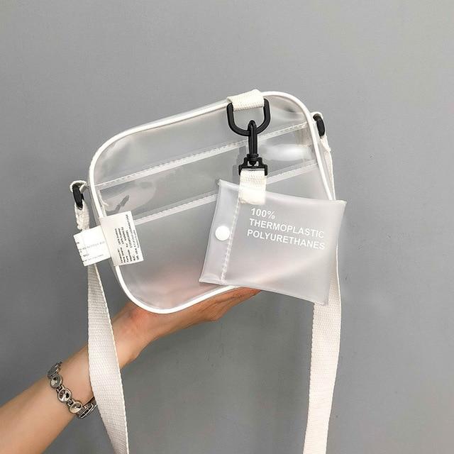 PVC Transparent Clear Crossbody Jelly Small Phone Bags with Card Holder Wide Straps Flap