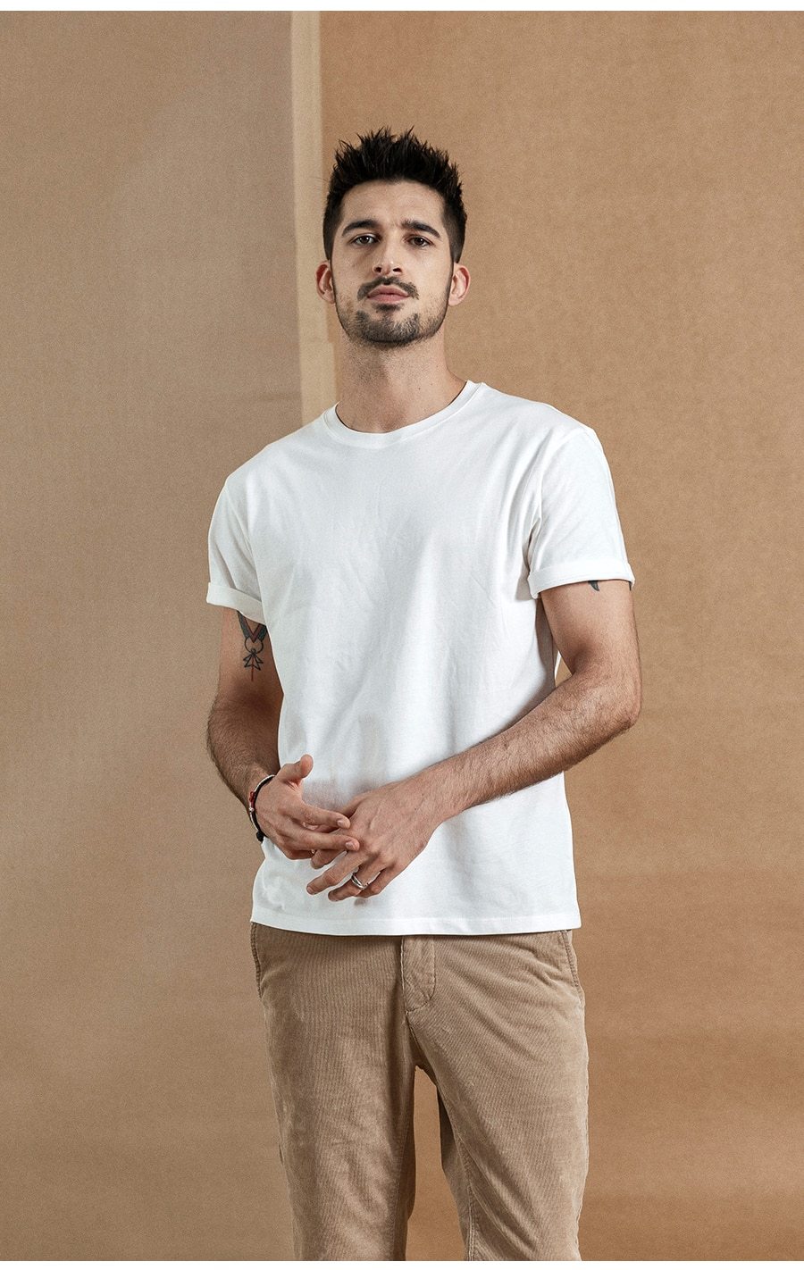 100% cotton white solid t shirt men causal o-neck basic.