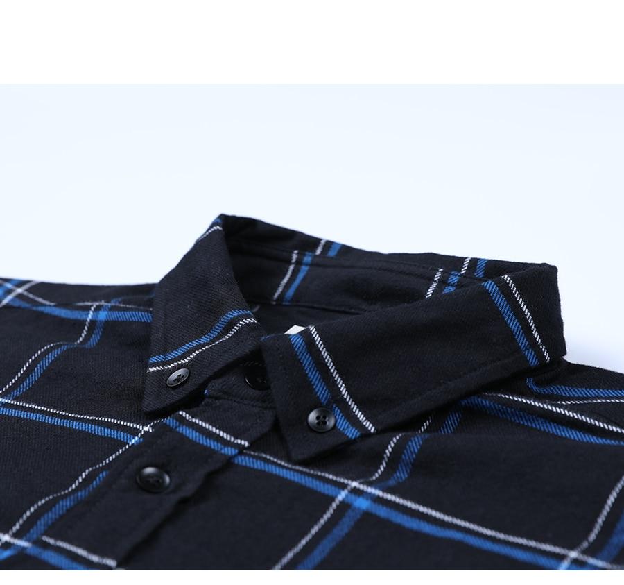 Casual Shirts Men 100% Pure Cotton Long Sleeve Plaid Shirts