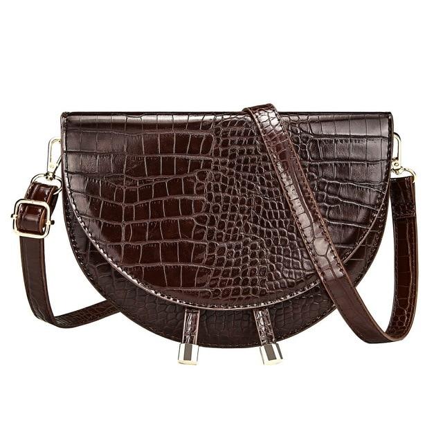 Alligator Crossbody Half Circle Cover Shell Pu Leather Luxury Handbag