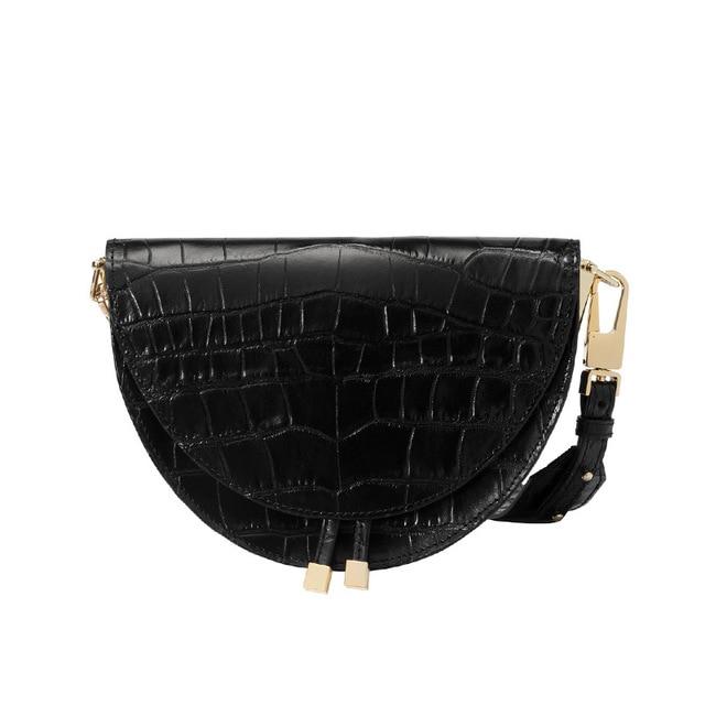 Alligator Crossbody Half Circle Cover Shell Pu Leather Luxury Handbag