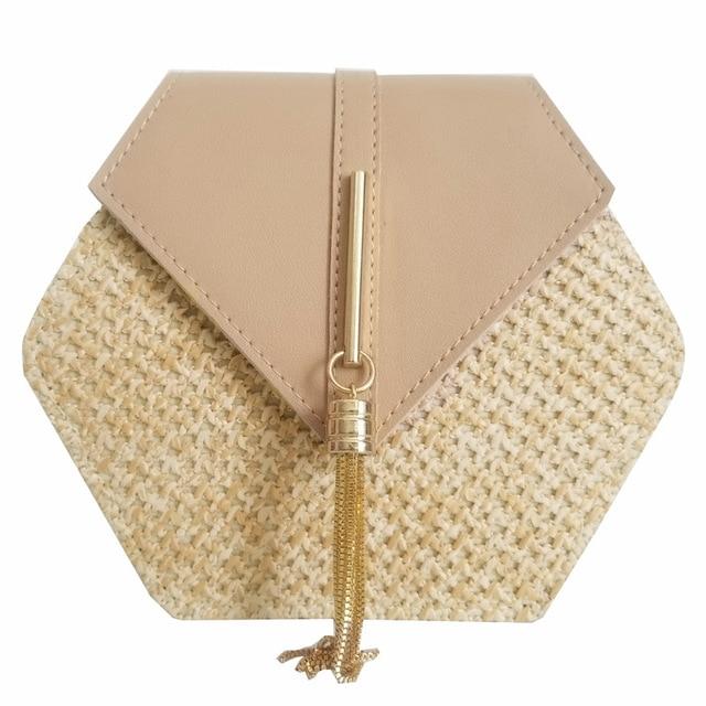 Hexagon Straw Woven Crossbody Purses Bag