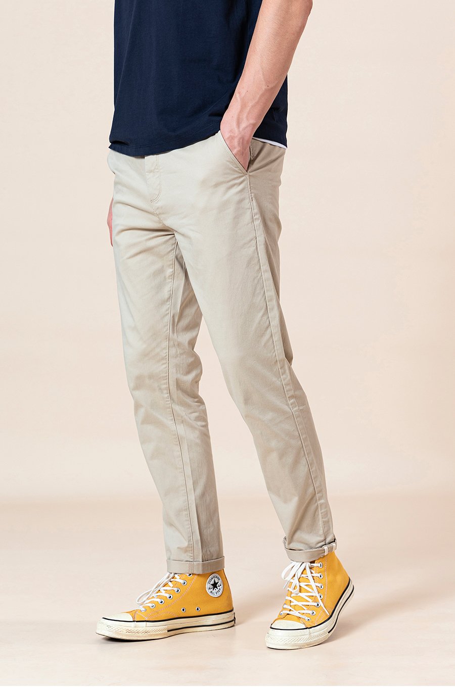 Spring Summer New Slim Fit Tapered Pants Men Classical Chinos