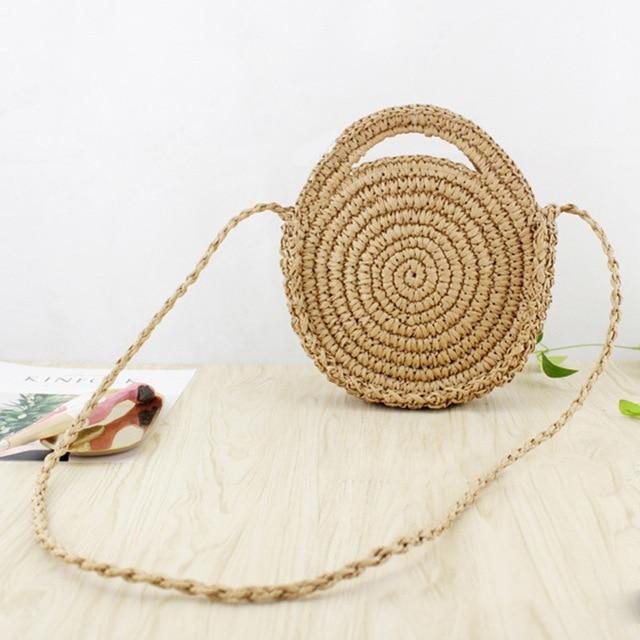 Round Paper rope rattan Beach Bag