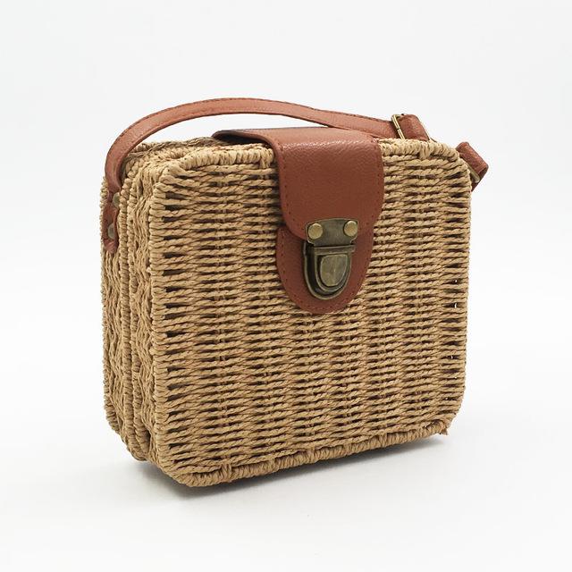 Outlet26 Hand-woven Candy Color Straw Bag Light Brown bags