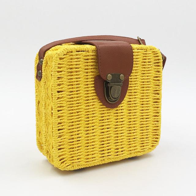 Hand-woven Candy Color Straw Bag
