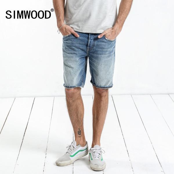 Selvage Denim Shorts Ripped Knee Length Jeans