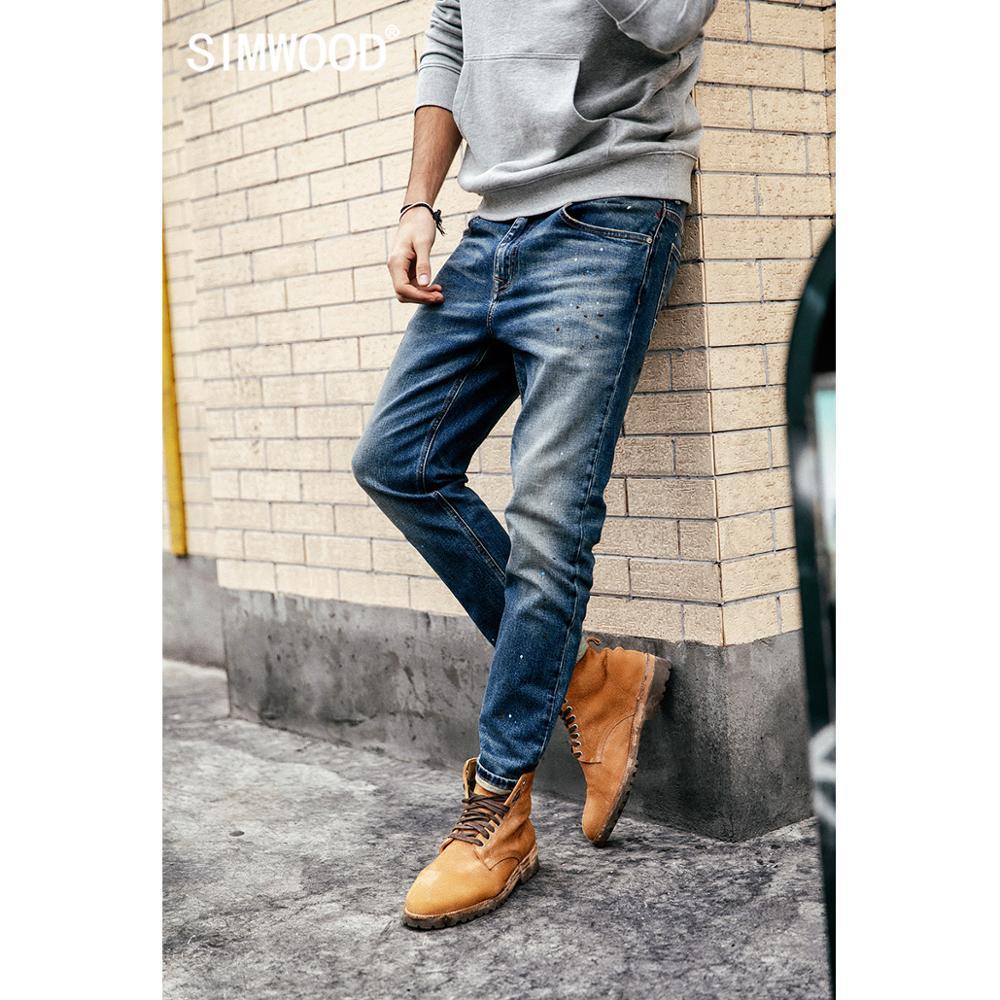 Outlet26 Jeans Men Denim Ankle-Length Pants Slim Brand Clothing Streetwear blue
